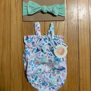 NWT Tullabee Sea Garden Bubble Romper w/ matching headband